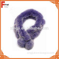 knitted rex rabbit fur dyed purpel color fur scarf